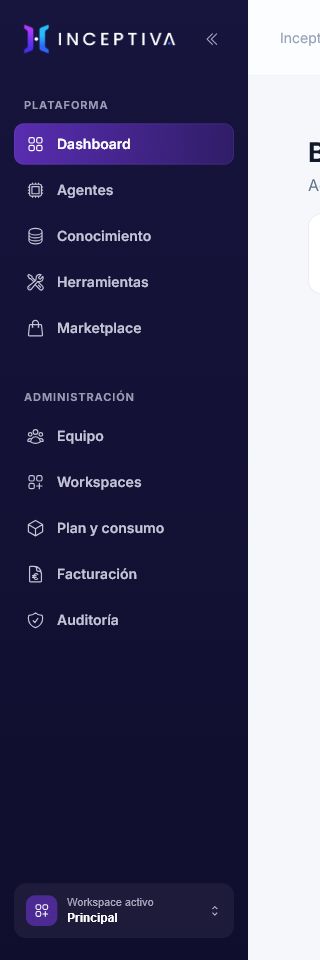 Navegación principal de Inceptiva Studio